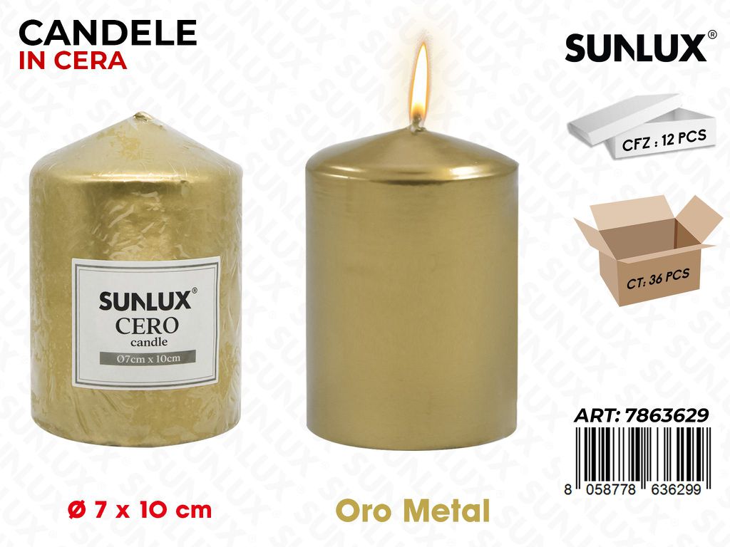 Sunlux Candela Moccolo Oro Metal D.7*10CM