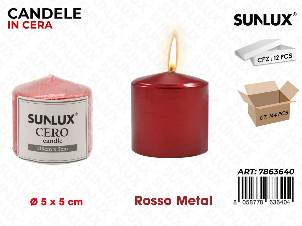 Sunlux Candela Moccolo Rosso Metal D.5*5CM