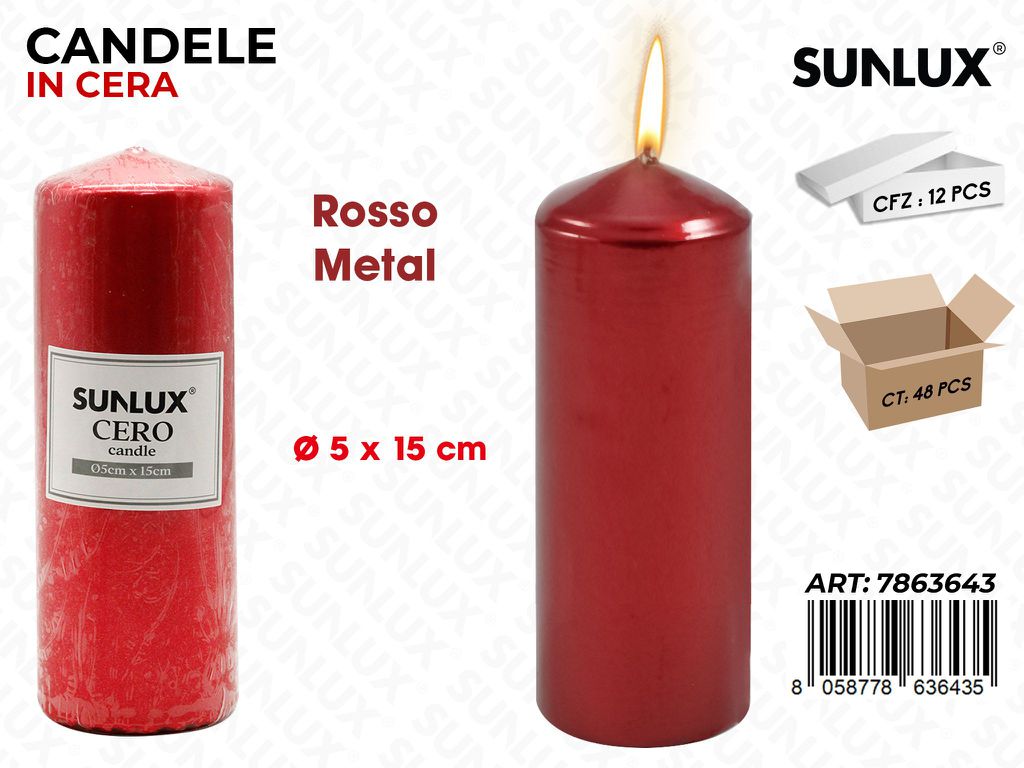 Sunlux Candela Moccolo Rosso Metal D.5*15CM