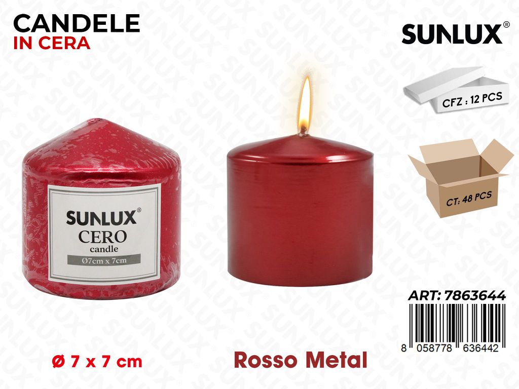 Sunlux Candela Moccolo Rosso Metal D.7*7CM