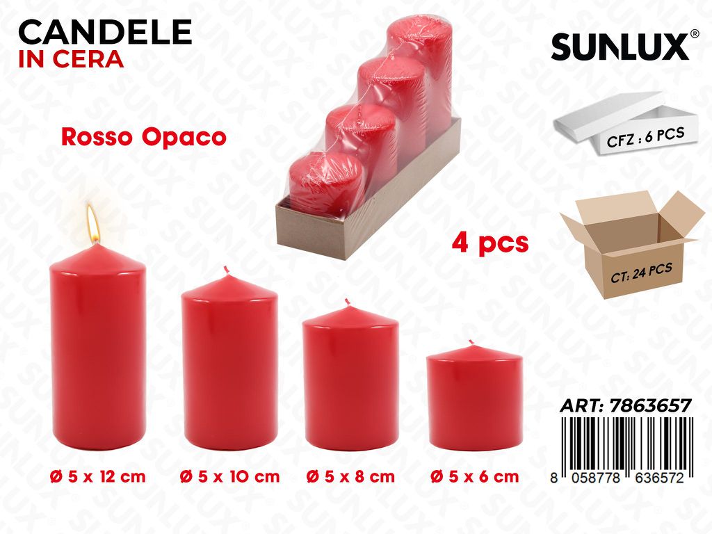Sunlux Candela Rosso Opaco Mis. Ass. 4PCS