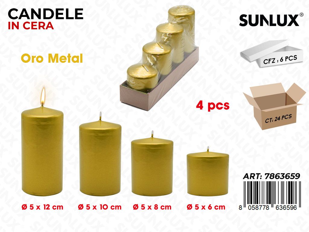 Sunlux Candela Oro Metal Mis. Ass. 4PCS