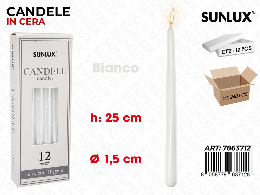 Sunlux Candela Stelo Bianco 1.5*25CM