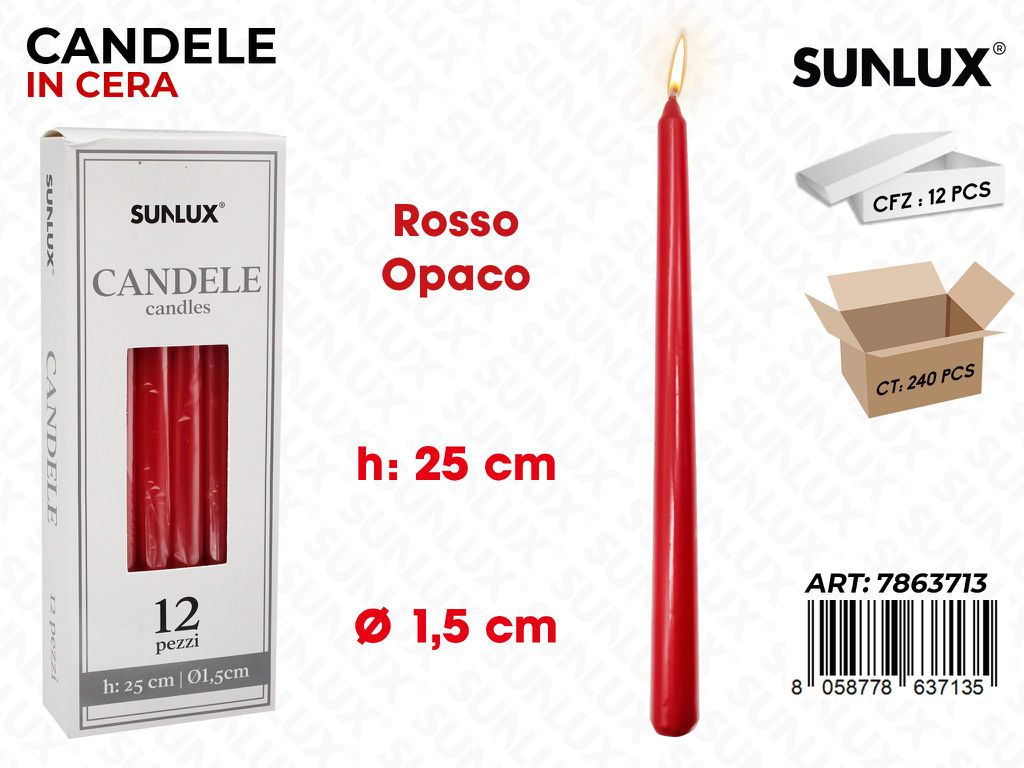 Sunlux Candela Stelo Rosso Opaco 1.5*25CM