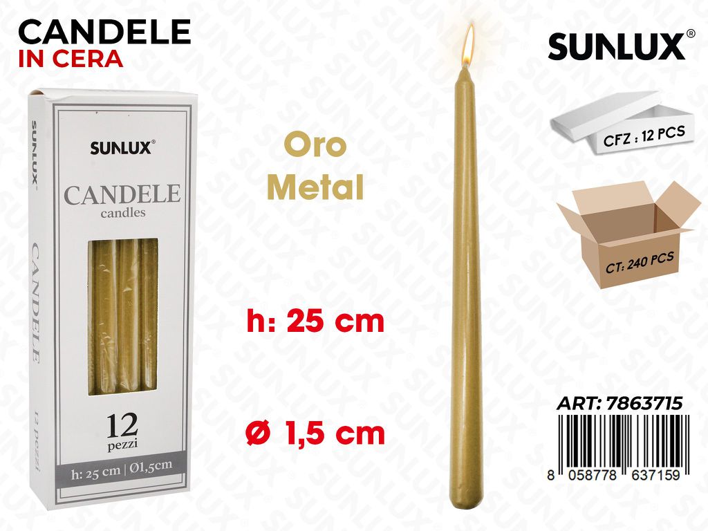 Sunlux Candela Stelo Oro Metal 1.5*25CM