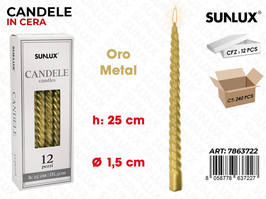 Sunlux Candela Spir. Oro Metal 1.5*25CM