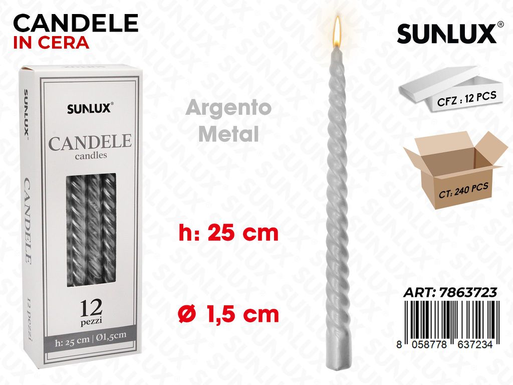 Sunlux Candela Spir. Arg. Metal 1.5*25CM