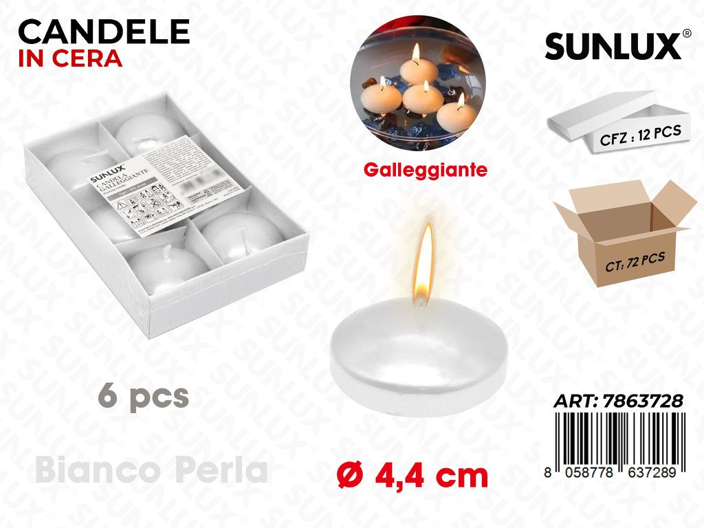 Sunlux Candela Galleg. Bia. Perla 6PCS 4.4CM