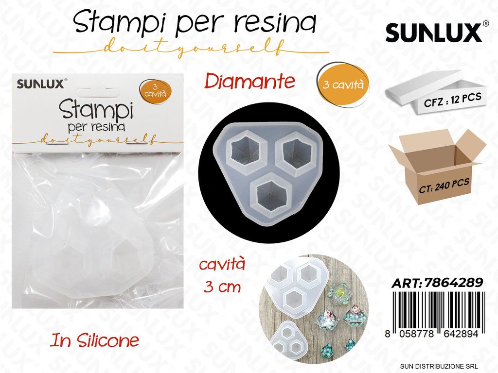 Stampi in Silicone per Resina Diamante 3CAVITA 3CM
