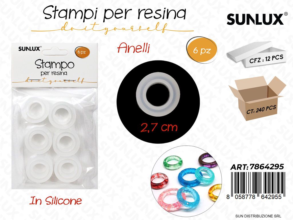 Stampi in Silicone per Resina Anelli 6PCS 2.7CM