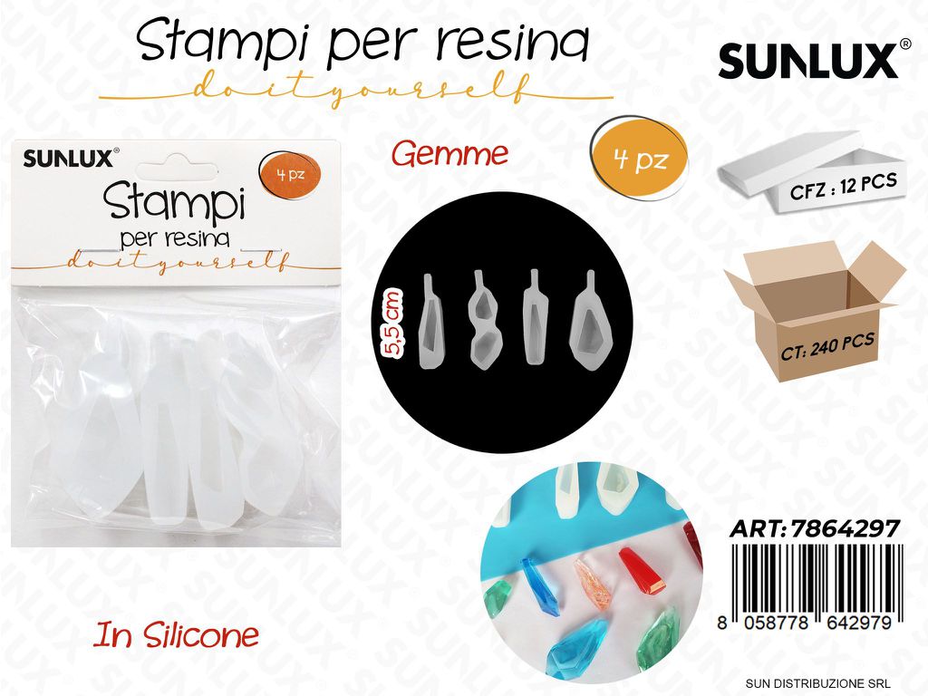 Stampi in Silicone per Resina Gemme 4PCS 5.5CM