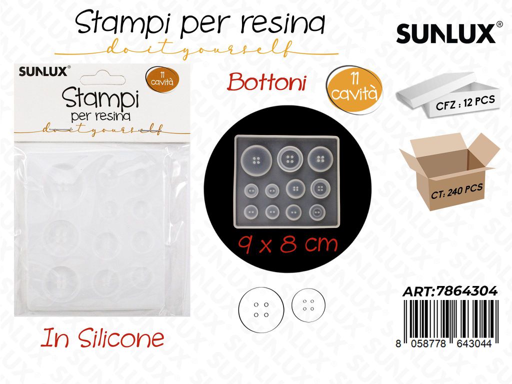 Stampi in Silicone per Resina Bottoni Ass. 11CAV.