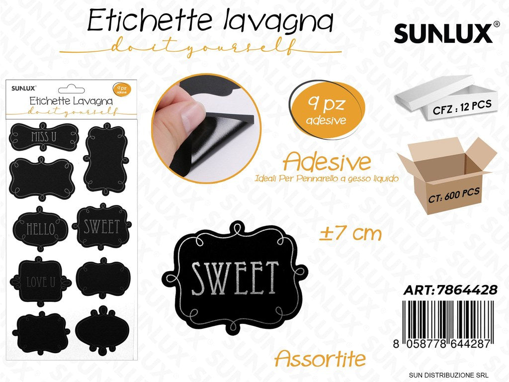 Etichette Lavagna Ass. Adv 7CM 9PCS