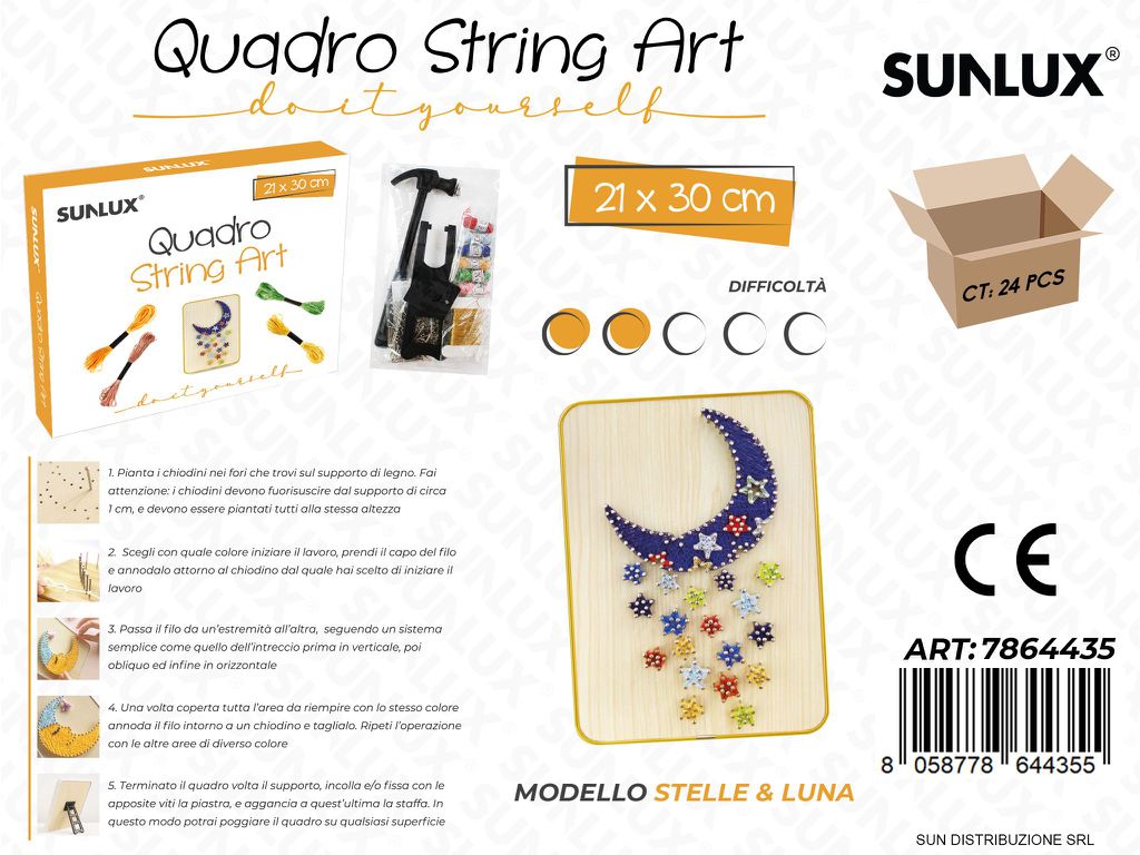 Quadro String Art Mod. Stelle Luna 21*30CM