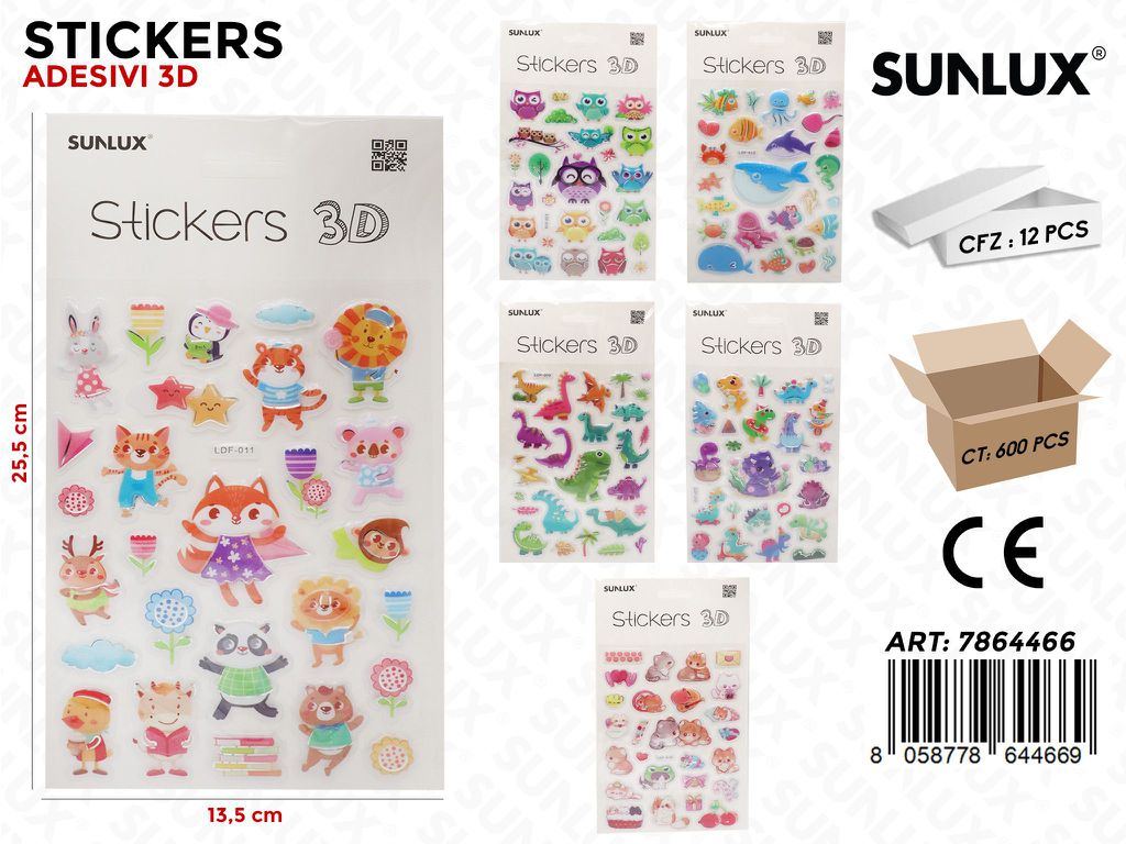 Sunlux Stickers Adv 3D Ass. 13.5*25.5CM