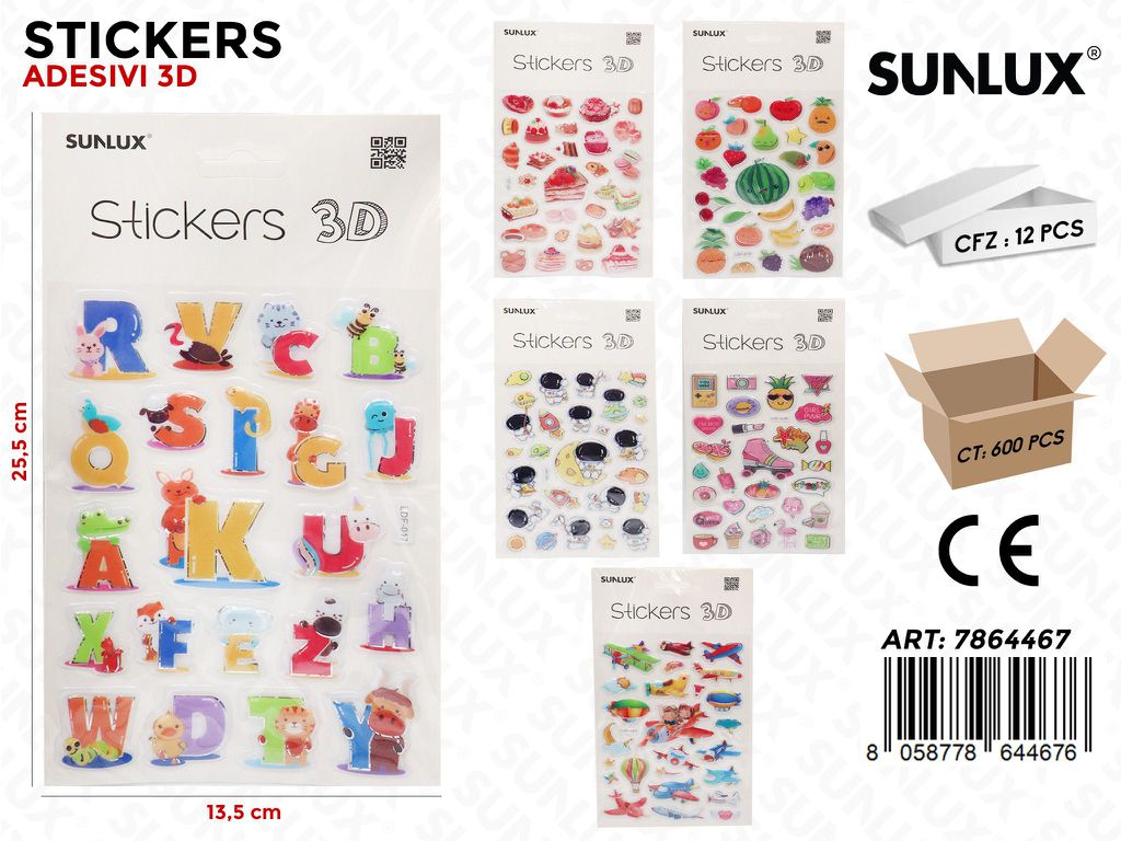 Sunlux Stickers Adv 3D Ass. 13.5*25.5CM