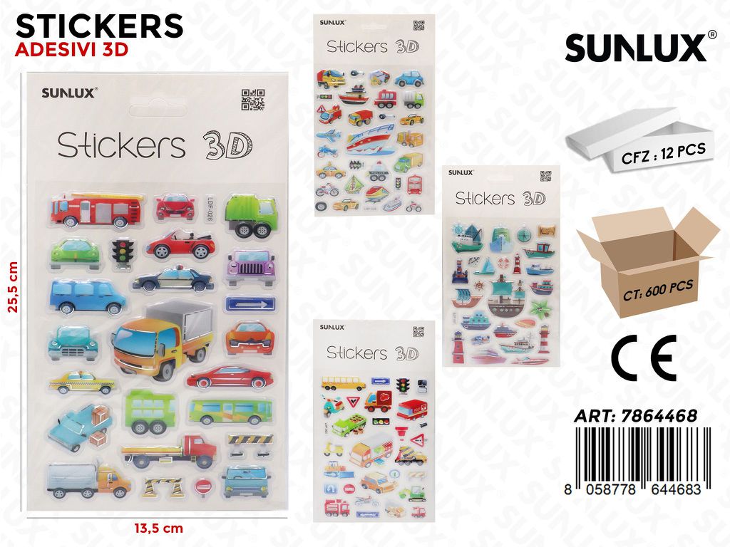 Sunlux Stickers Adv 3D Ass. 13.5*25.5CM