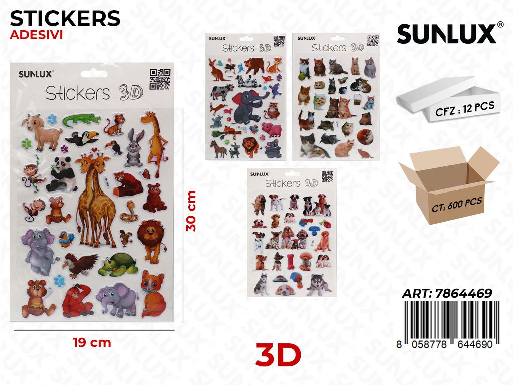 Sunlux Stickers Adesivi 3D Ass. 19*30CM