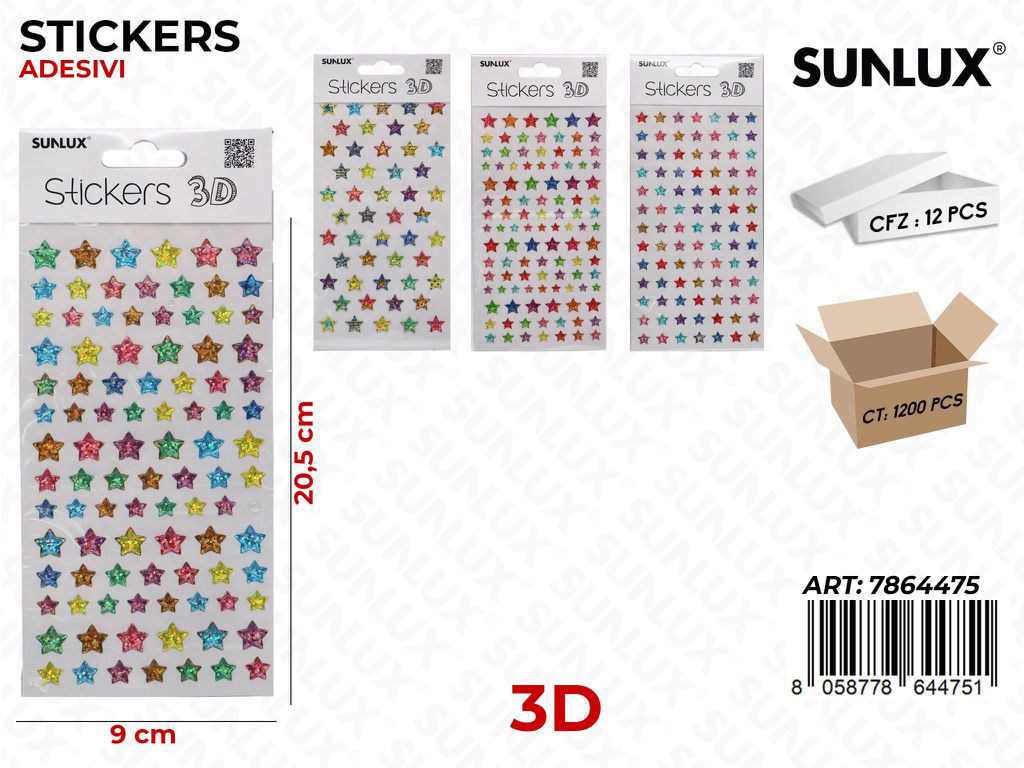Sunlux Stickers Adesivi 3D Ass. 9*20.5CM