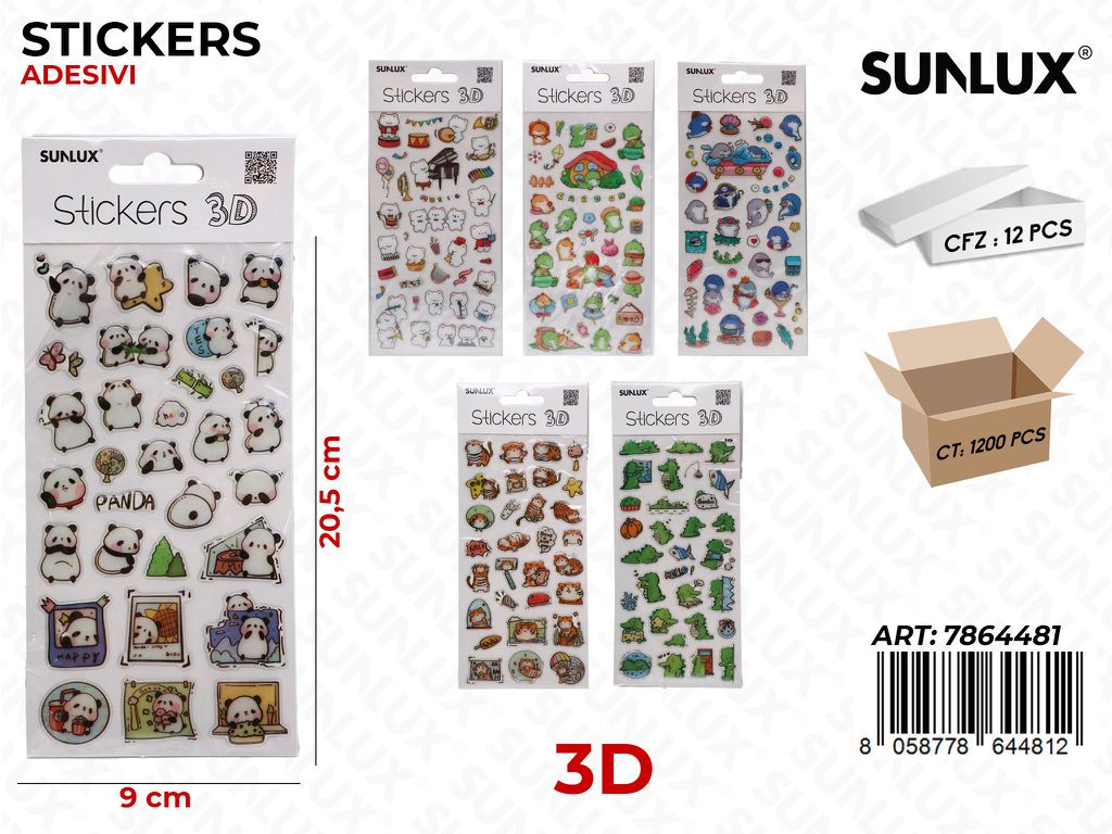 Sunlux Stickers Adesivi 3D Ass. 9*20.5CM