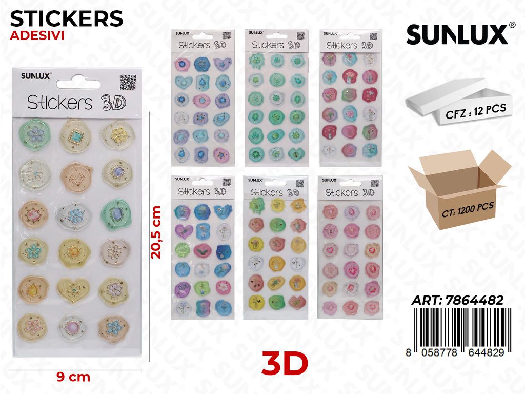 Sunlux Stickers Adesivi 3D Ass. 9*20.5CM