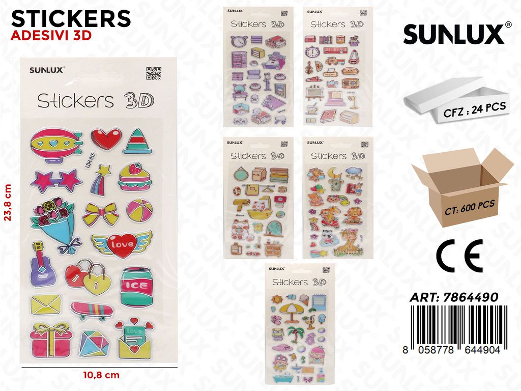 Sunlux Stickers Adv 3D Ass. 10.8*23.8CM