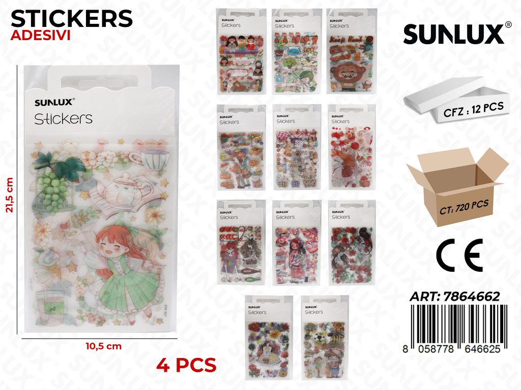 Sunlux Stickers Adv Ass. 4FF 10.5*21.5CM
