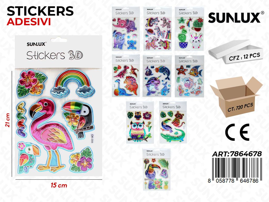 Sunlux Stickers Adv 3D Ass. 15*21CM
