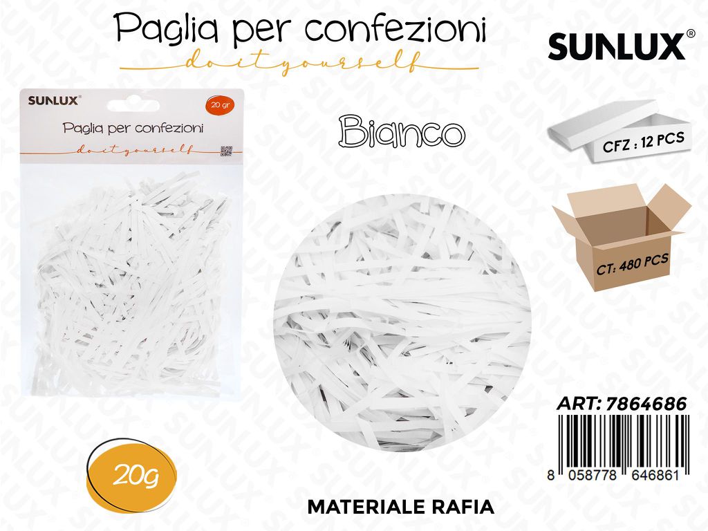 Sunlux Paglia in Rafia Bianco 20G / Pz da 12