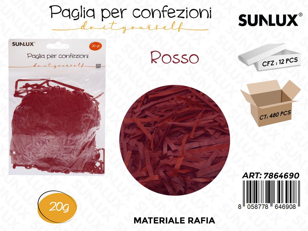 Sunlux Paglia in Rafia Rosso 20G / Pz da 12
