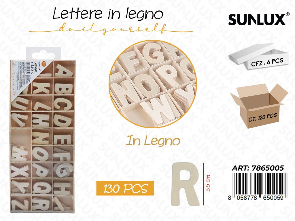 Sunlux Lettere in Legno 130PCS 3.5CM
