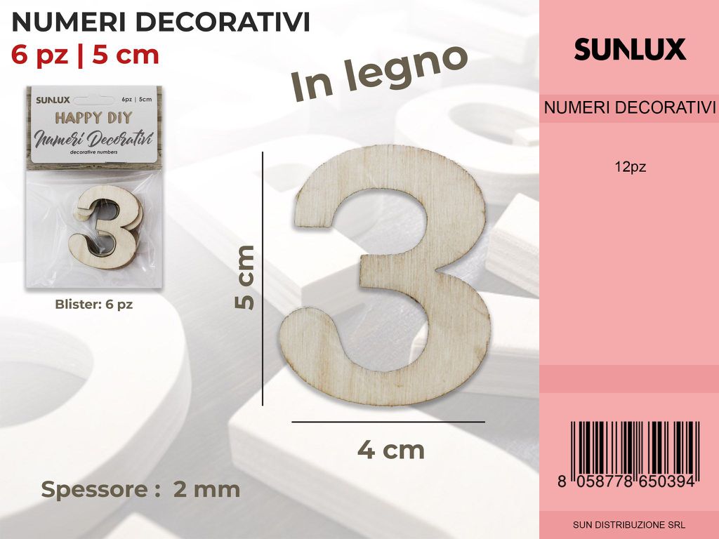 Numero 3 Decorativo 6PC-4*5 Cm