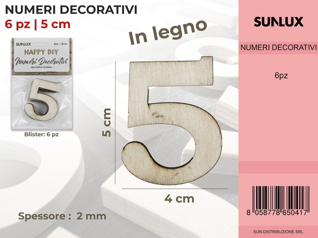 Numero 5 Decorativo 6PC-5*4CM