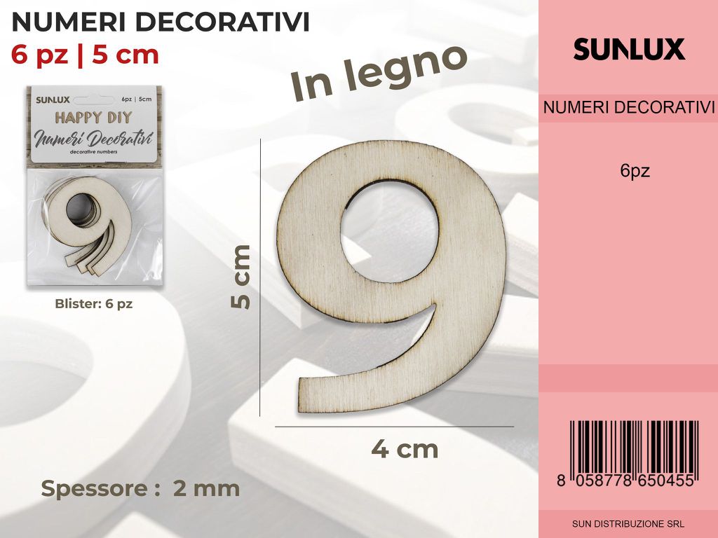 Numero 9 Decorativo 6PC-5*4CM