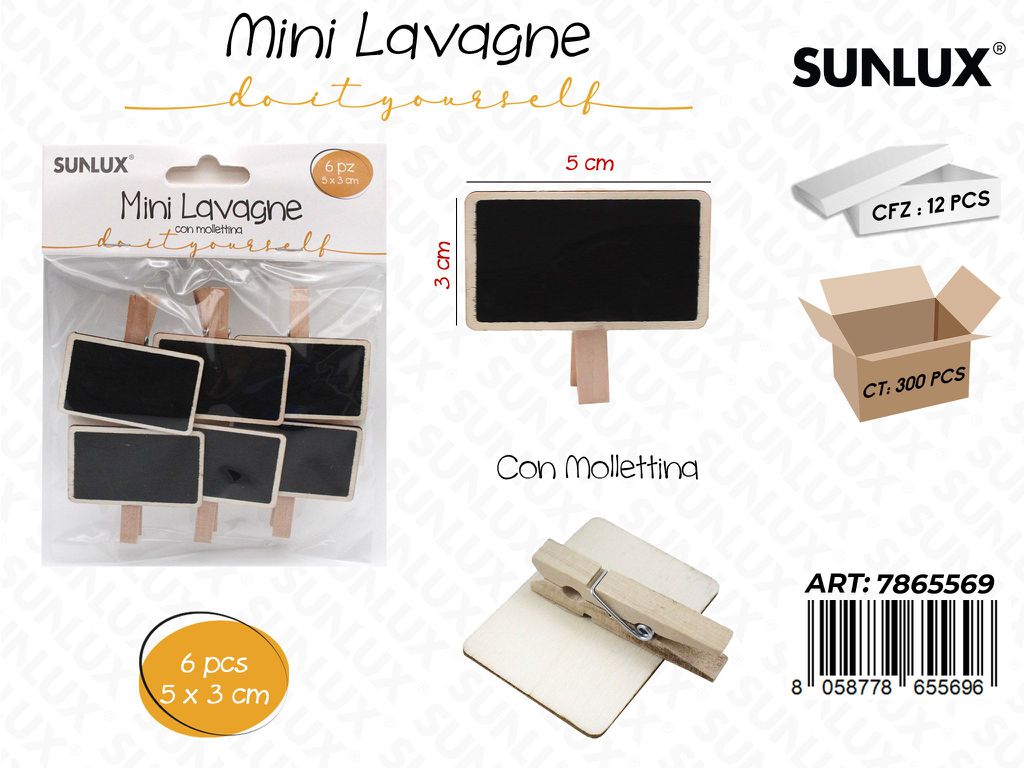 Mini Lavagna c/ Mollettina 6PCS 5*3CM/ Pz da 12