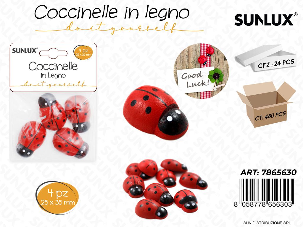 Coccinelle in Legno 25*35MM 4PCS