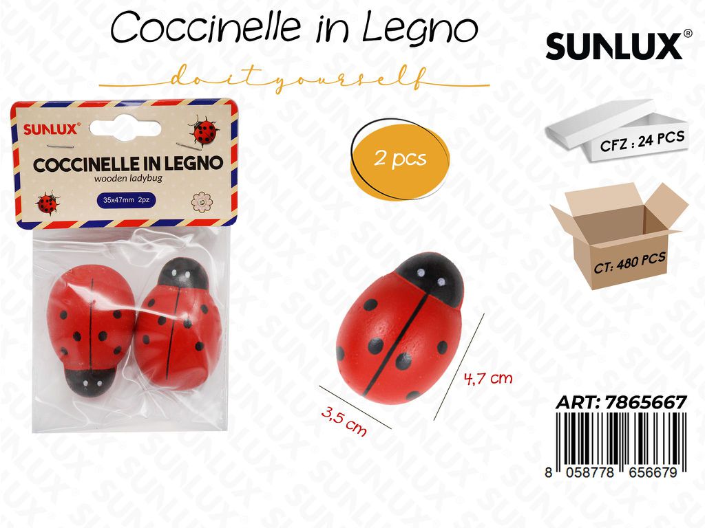 Coccinelle in Legno 2PCS 35*47MM