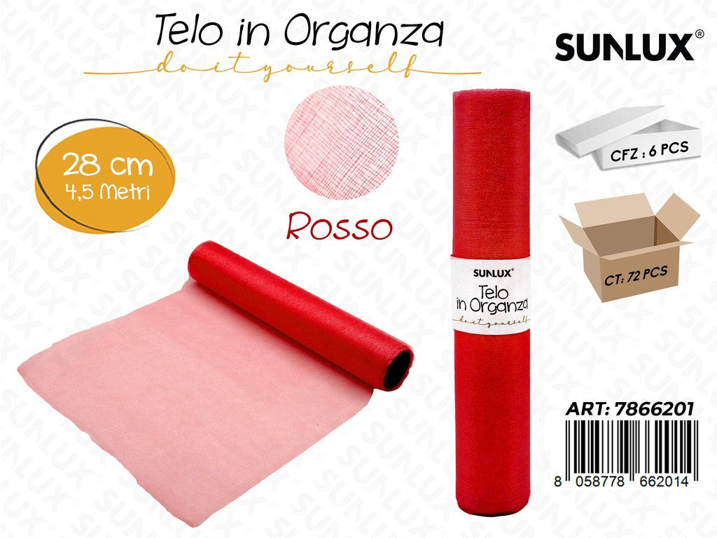 Telo Organza 28*4.5MT Rosso Pz da 6