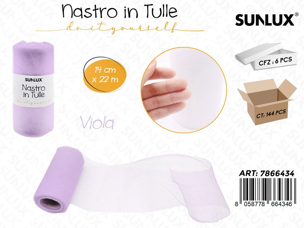 Nastro di Tulle Viola 14CM*22MT