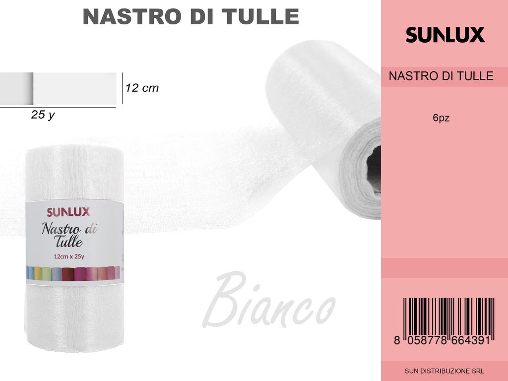 Nastro di Tulle Bianco 25Y* 12CM