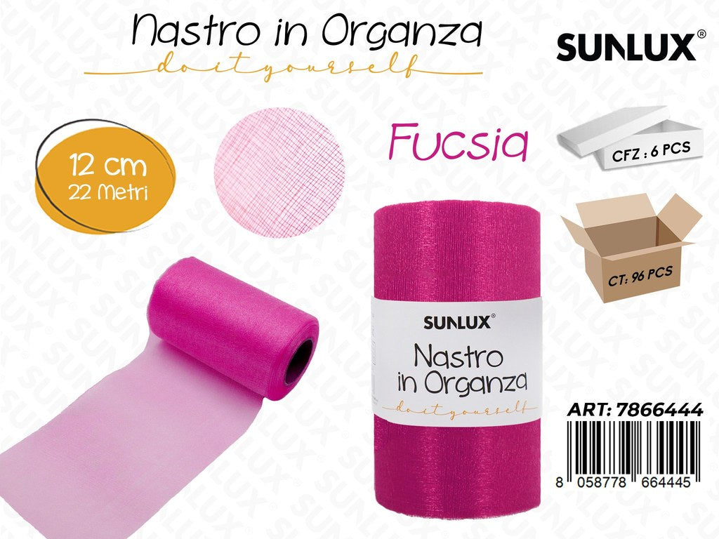 Sunlux Nastro in Organza Fucsia 12CM*22MT