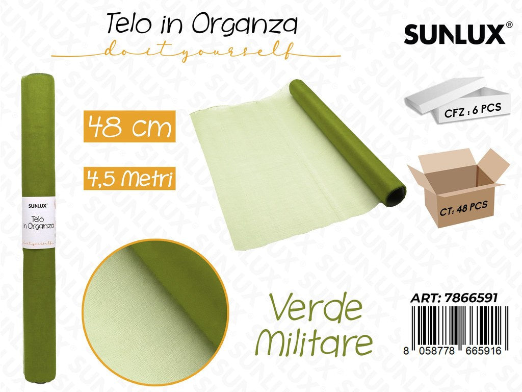 Telo in Organza Verde Militare 48CM*4.5MT