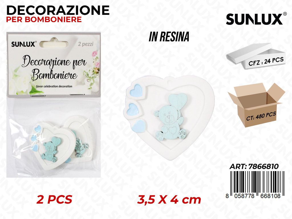 Sunlux Dec. Bomb. Resina Baby Boy 2PCS 3.5*4CM