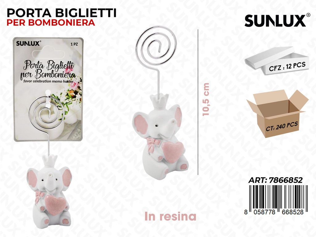 Sunlux P.biglietti Bomb. in Resina Rosa 10.5CM