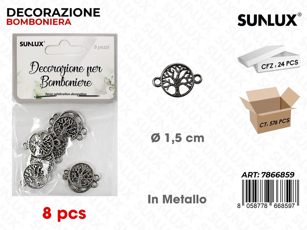 Sunlux Dec. Bomb. in Metallo 8PCS D.1.5CM