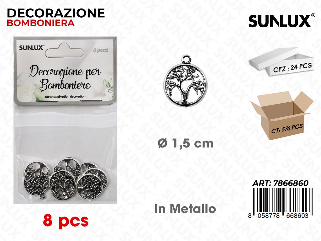 Sunlux Dec. Bomb. in Metallo 8PCS D.1.5CM