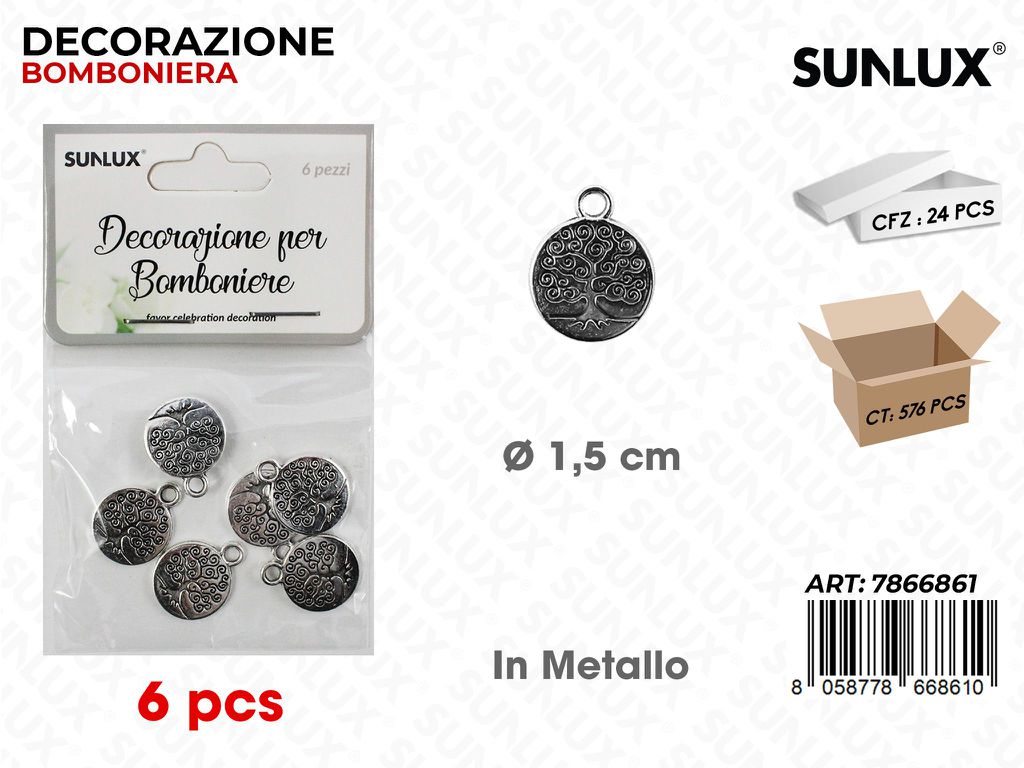 Sunlux Dec. Bomb. in Metallo 6PCS D.1.5CM