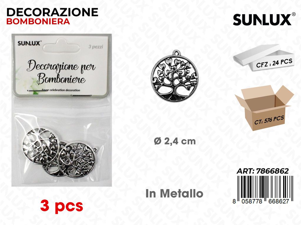 Sunlux Dec. Bomb. in Metallo 3PCS D.2.4CM