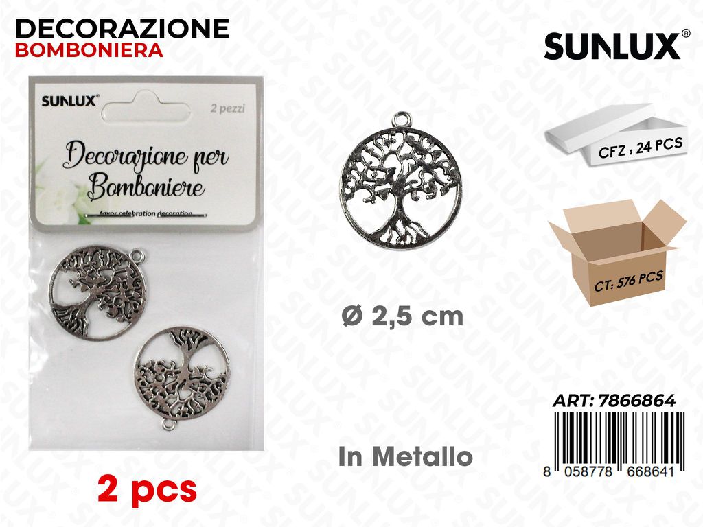 Sunlux Dec. Bomb. in Metallo 2PCS D.2.5CM