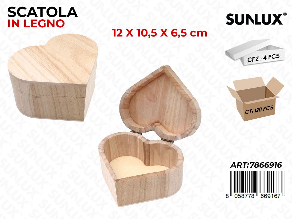 Sunlux Scatola Legno Cuore 12*10.5*6.5